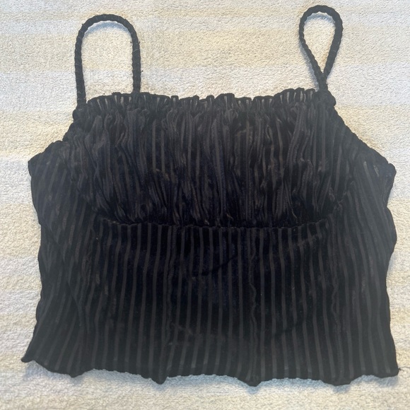SHEIN Ladies Size S Black Velvet Cami Top Ribbed - Picture 1 of 3